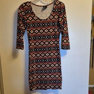 Ultra Flirt Long Sleeve Dress - Black, Red, White